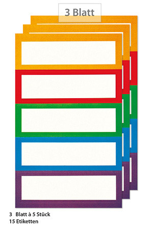 Etiketten 'Rahmen in 5 Farben', 15 Stück
