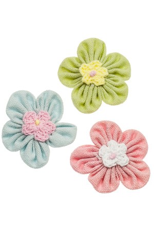 Stoff-Sticker 'Blumen' rosa/grün/blau - 3er Set