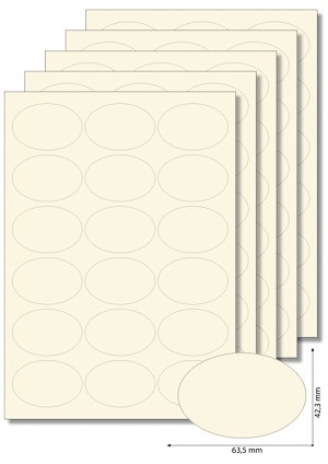 Etiketten oval 'Creme' - 50 Blatt A4