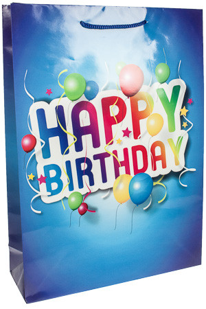 Geschenktüte 'Happy Birthday' blau, XXL