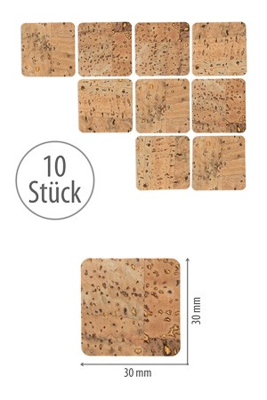 Naturkork-Etikett 30 x 30 mm, 10 Stück