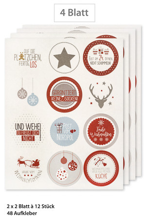 Rund-Sticker 'Weihnachten' Ø 4,5 cm, 48-teilig