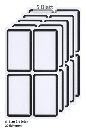 Etiketten 'Rahmen in Schwarz', 20 Stück