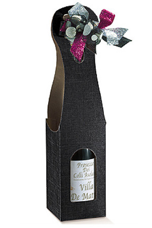 Weinflaschenkarton 1er mit Fenster schwarz (Karton, 100 Stück)