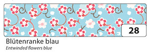 Washi-Tape 'Blütenranke blau', 15 mm x 10 m