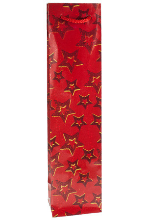 Flaschentasche 'Sterne' rot, 9 x 7 x 36 cm