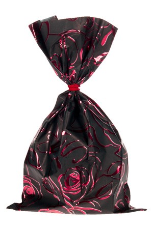 Schmuckbeutel 'Rosenblüte' 15 x 25 cm schwarz, 10 Stück