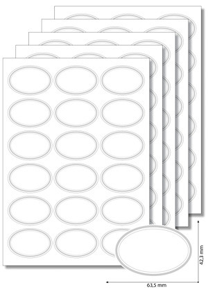 Etiketten oval 'Silberner Rahmen' - 50 Blatt A4