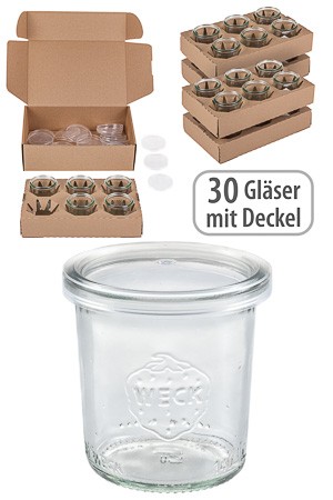 WECK-Mini-Sturzglas 140 ml mit Klarsichtdeckel, 30 Stück
