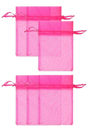 Chiffonbeutel 12 x 17 cm, pink, 6 Stück (Beutel, 6 Stück)