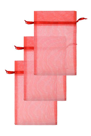 Chiffonbeutel 15 x 24 cm, rot, 3 Stück (Beutel, 6 Stück)