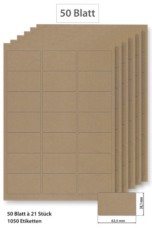 Steffis Etiketten 63,5 x 38,1 mm natur - 50 Blatt A4