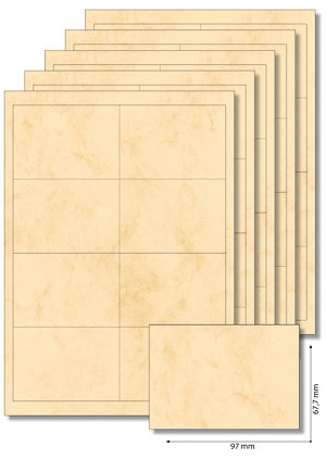 Etiketten 97 x 67,7 mm beige marmoriert - 5 Blatt A4
