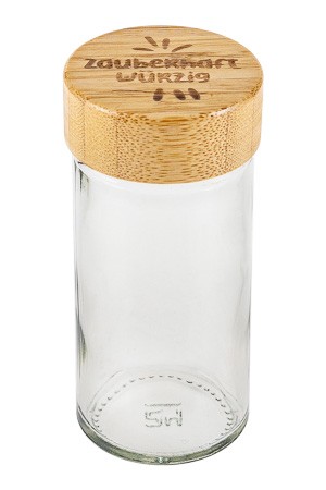 Gewürzglas mit Bambusdeckel 'Sprüche' 90 ml