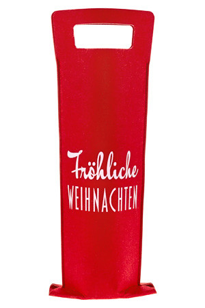 Flaschentasche 'Fröhliche WEIHNACHTEN' Filz, 14 x 41 cm, rot