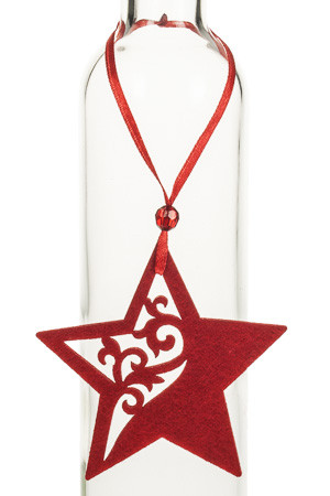 Weihnachtsanhänger 'Stern mit kleinen Ornamenten' rot