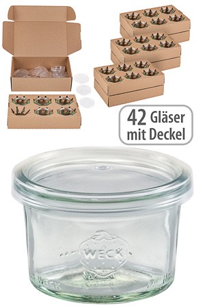 WECK-Mini-Sturzglas 80 ml mit Klarsichtdeckel, 42 Stück