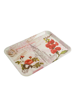 Tablett 'Rote Blumen' 340 x 245 mm