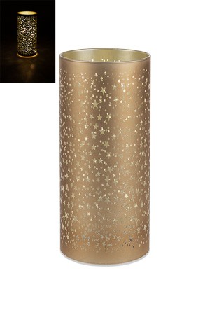 Deko-Glaslampe 'Sterne' 20 cm, gold, 10 LEDs mit Timer