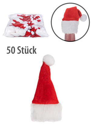 Weihnachtsmütze 5 x 10 cm, 50 Stück (Karton, 25 x 50 Stück)
