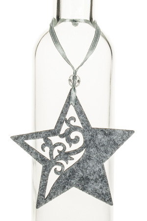 Weihnachtsanhänger 'Stern mit kleinen Ornamenten' grau