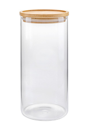 Vorratsglas 1200 ml mit Bambusdeckel (Karton, 12 Stück)