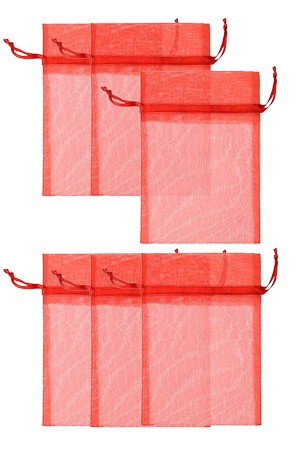 Chiffonbeutel 12 x 17 cm, rot, 6 Stück (Beutel, 6 Stück)
