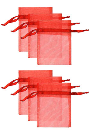 Chiffonbeutel 9 x 12 cm, rot, 6 Stück (Beutel, 6 Stück)