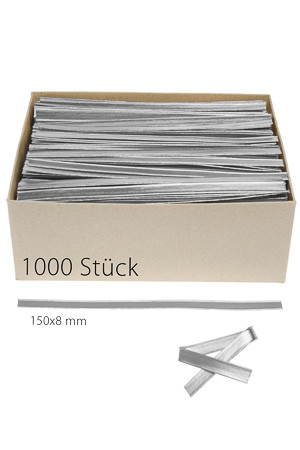 Clipbandverschlüsse 150 x 8 mm silber, 1000 Stück