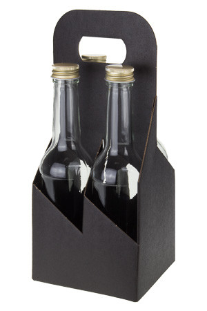 Flaschenkarton 4er 130 x 130 x 290 mm schwarz (Karton, 30 Stück)