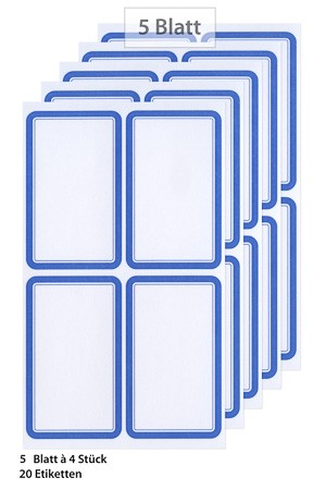 Etiketten 'Rahmen in Blau', 20 Stück