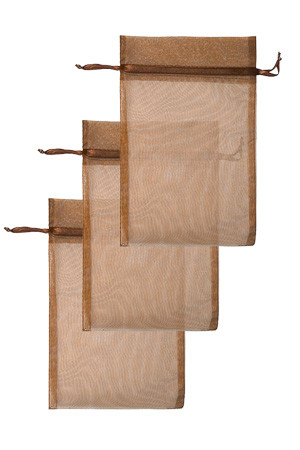 Chiffonbeutel 15 x 24 cm, dunkelbraun, 3 Stück (Beutel, 6 Stück)