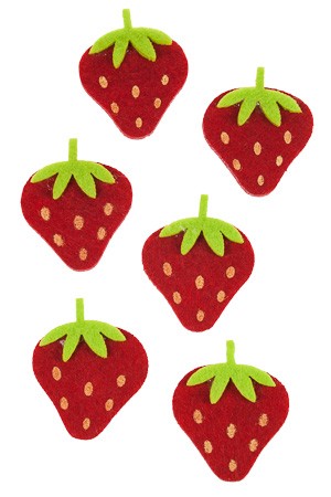 Filz-Sticker 'Erdbeere', 6 Stück