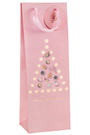 Flaschentasche 'Weihnachtsbaum' rosa, 12 x 10 x 36 cm
