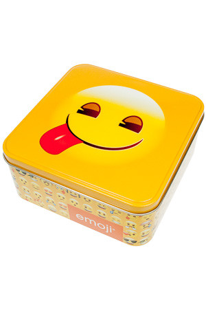 Metalldose 'Lecker-Emoji' quadratisch 15,5 cm