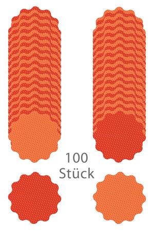Wende-Deckchen aus Folie Ø 150 mm, Punkte orange, 100er Pack