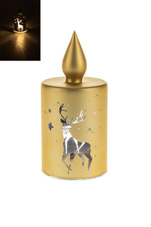 LED-Licht 'Kerze mit Hirsch' 15 cm, gold, 10 LEDs