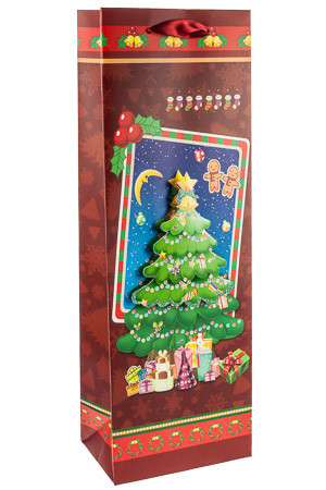 3D Flaschentasche 'Weihnachtsbaum', 13 x 8,5 x 37 cm