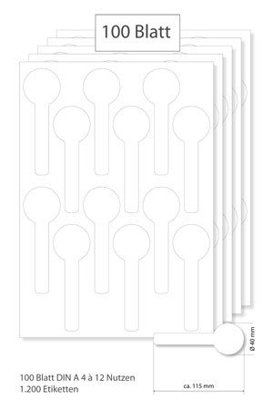 Siegeletiketten weiß - 100 Blatt A4