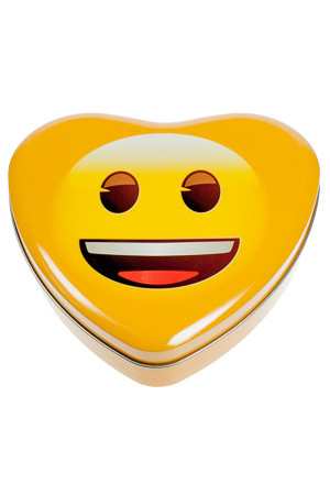 Metalldose 'Lächel-Emoji' herzförmig 17 x 15,5 cm