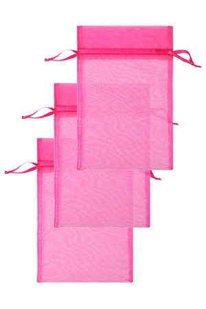 Chiffonbeutel 15 x 24 cm, pink, 3 Stück (Beutel, 6 Stück)
