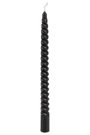 Stabkerze 'Twisted' schwarz, 2 x 25 cm